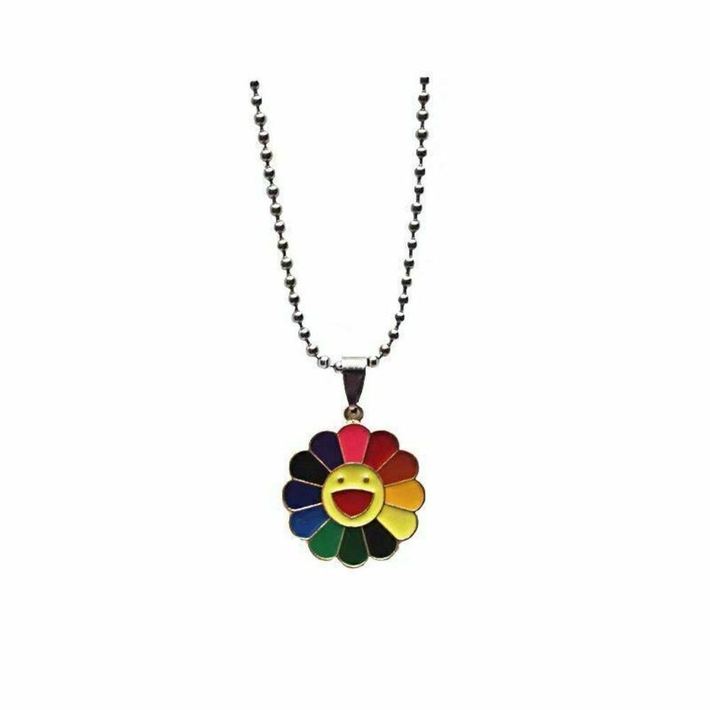 Rainbow Pride Sunflower Colorful Pendant Necklace